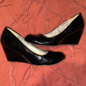 CL by Laundry Black Patent Wedges